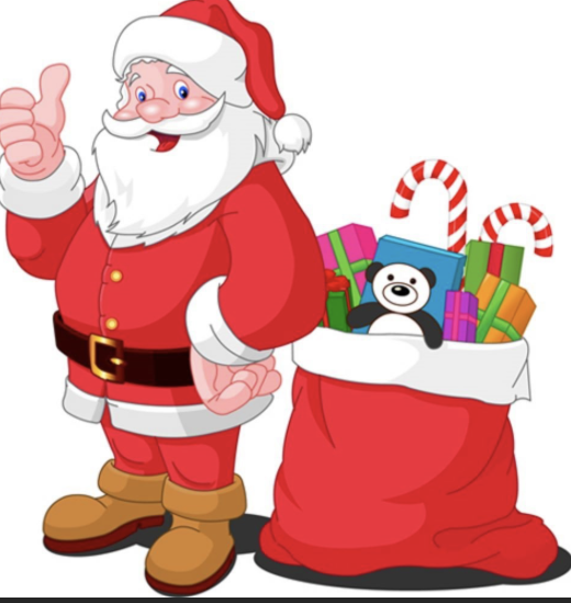 A cartoon image of Santa Clause.